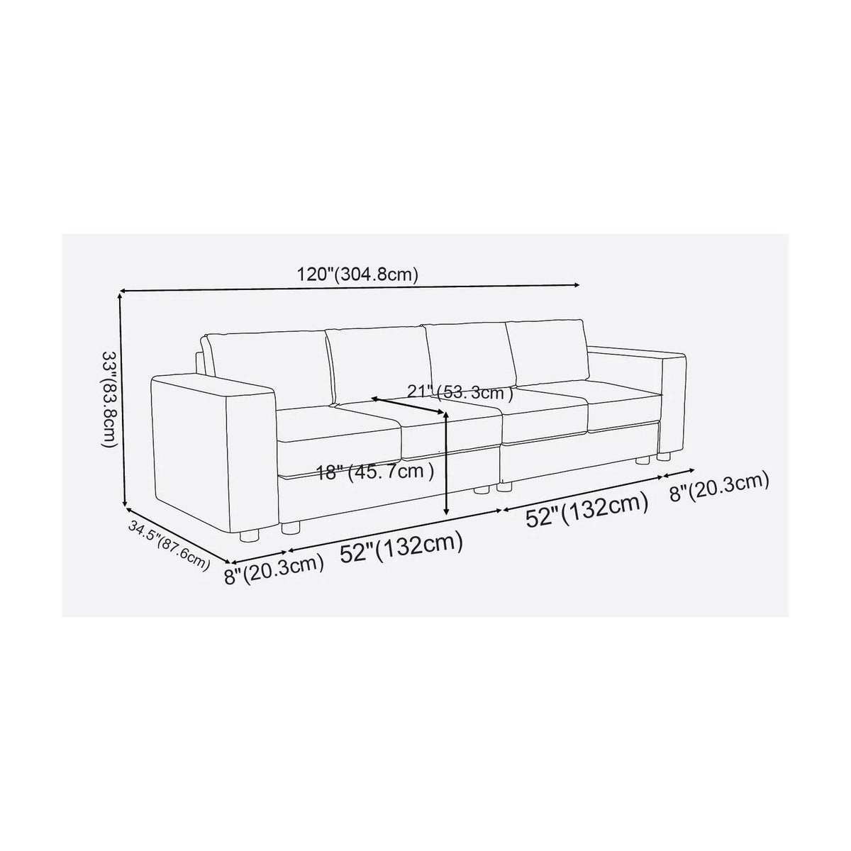 Dark Gray Linen 4 Seater Sofa R5813