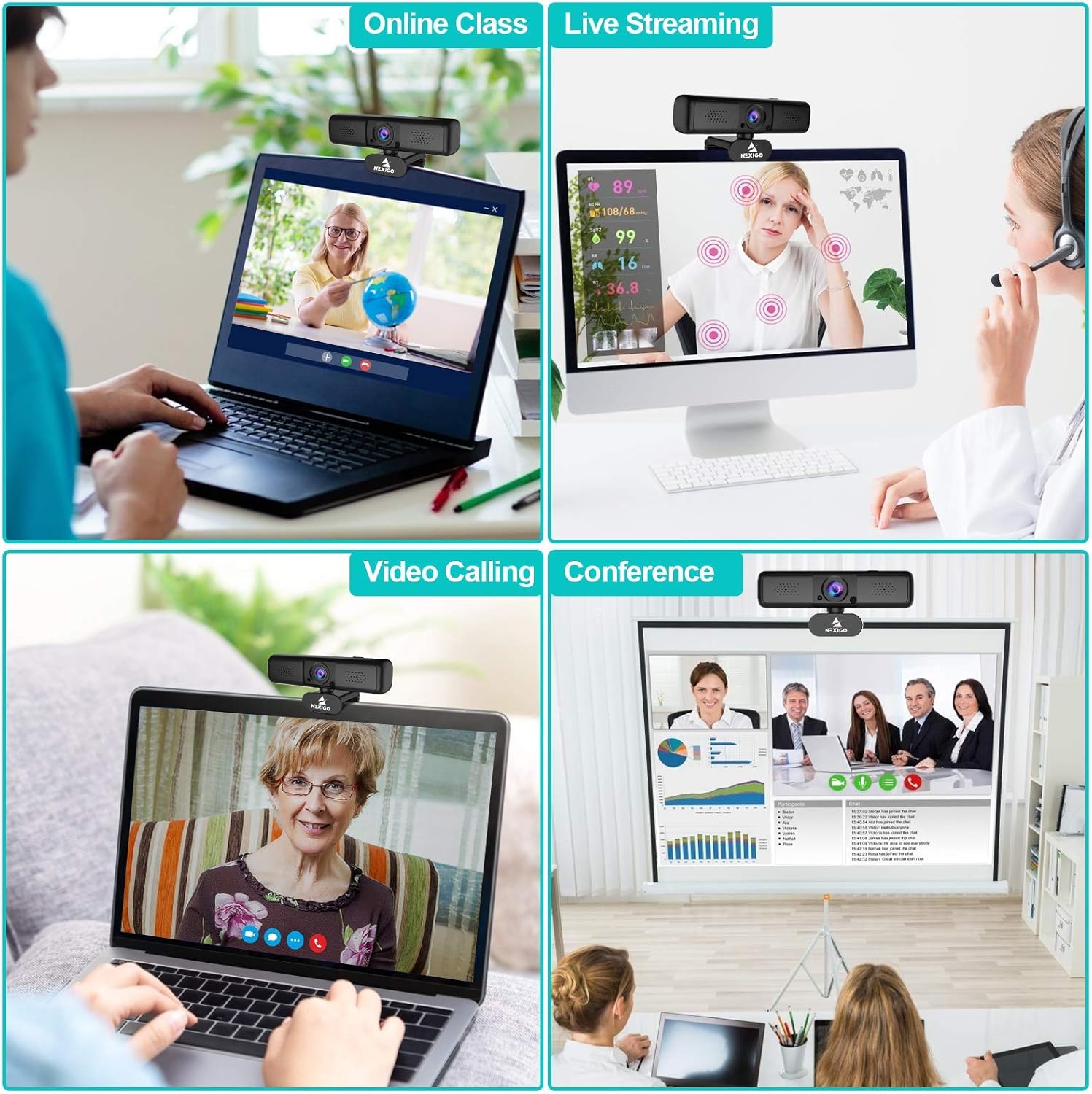 2K 4MP Zoomable Webcam with Privacy Cover & Dual Microphone O965298