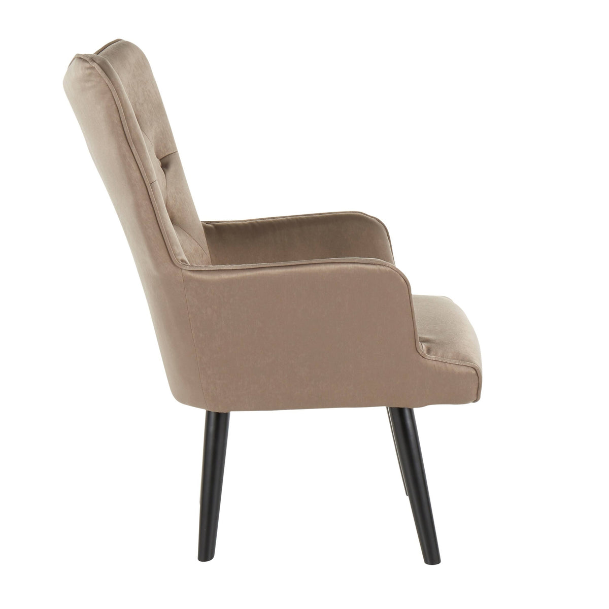 Green Satin Accent Chair with Wooden Legs J527