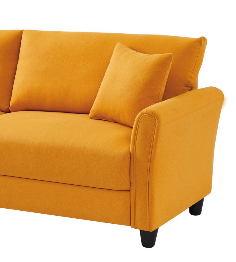 Blue Linen Loveseat Sofa with 2 Pillows W81322