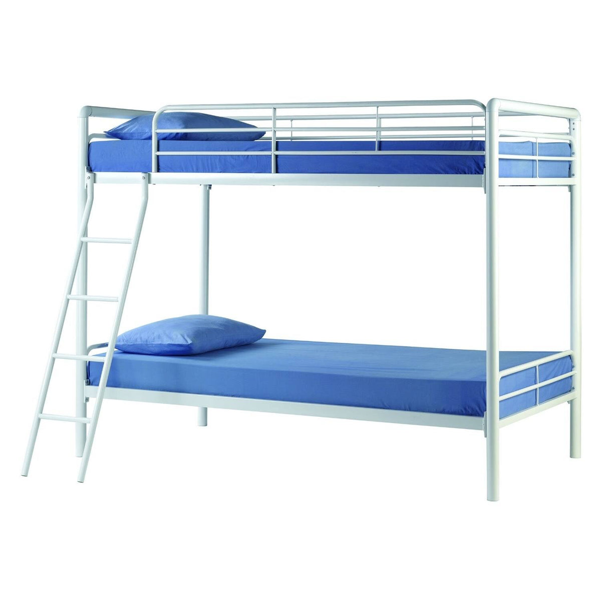 White Metal Twin Over Twin Bunk Bed with Ladder Y726526