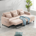 Beige Linen Reversible Sleeper Sectional Sofa with Storage Chaise J58976