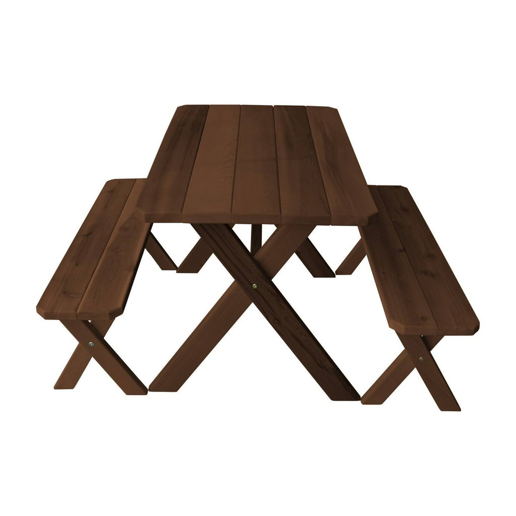 Cedar 4 Cross Leg Picnic Table with 2 Benches E3329