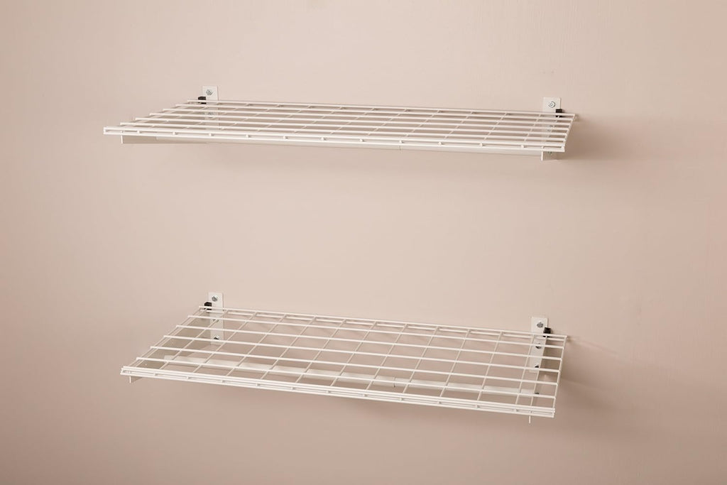 White Wall Shelf with Hanging Rod, 36" x 18", 2-Pack J23119