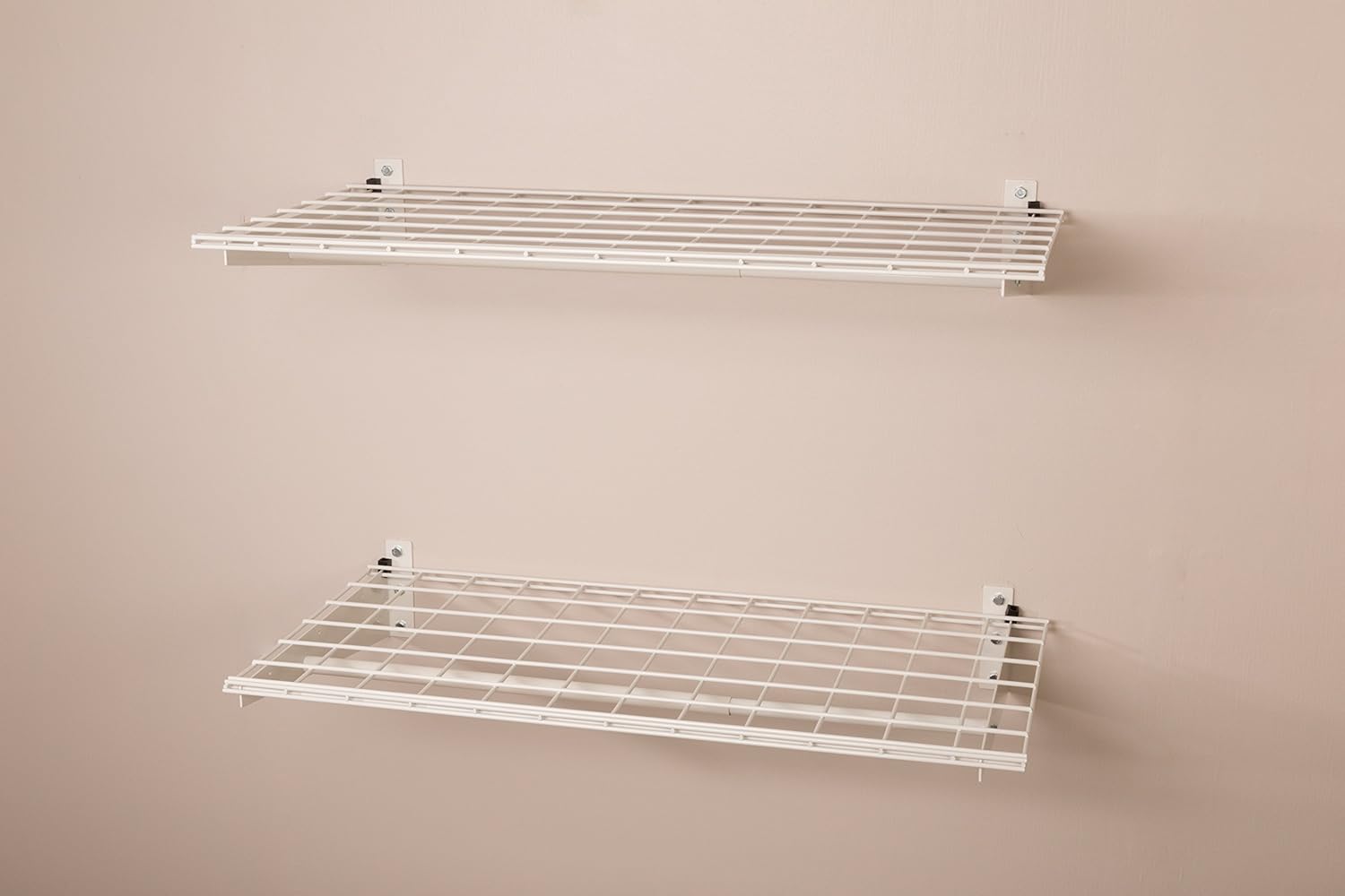 White Wall Shelf with Hanging Rod, 36" x 18", 2-Pack J23119