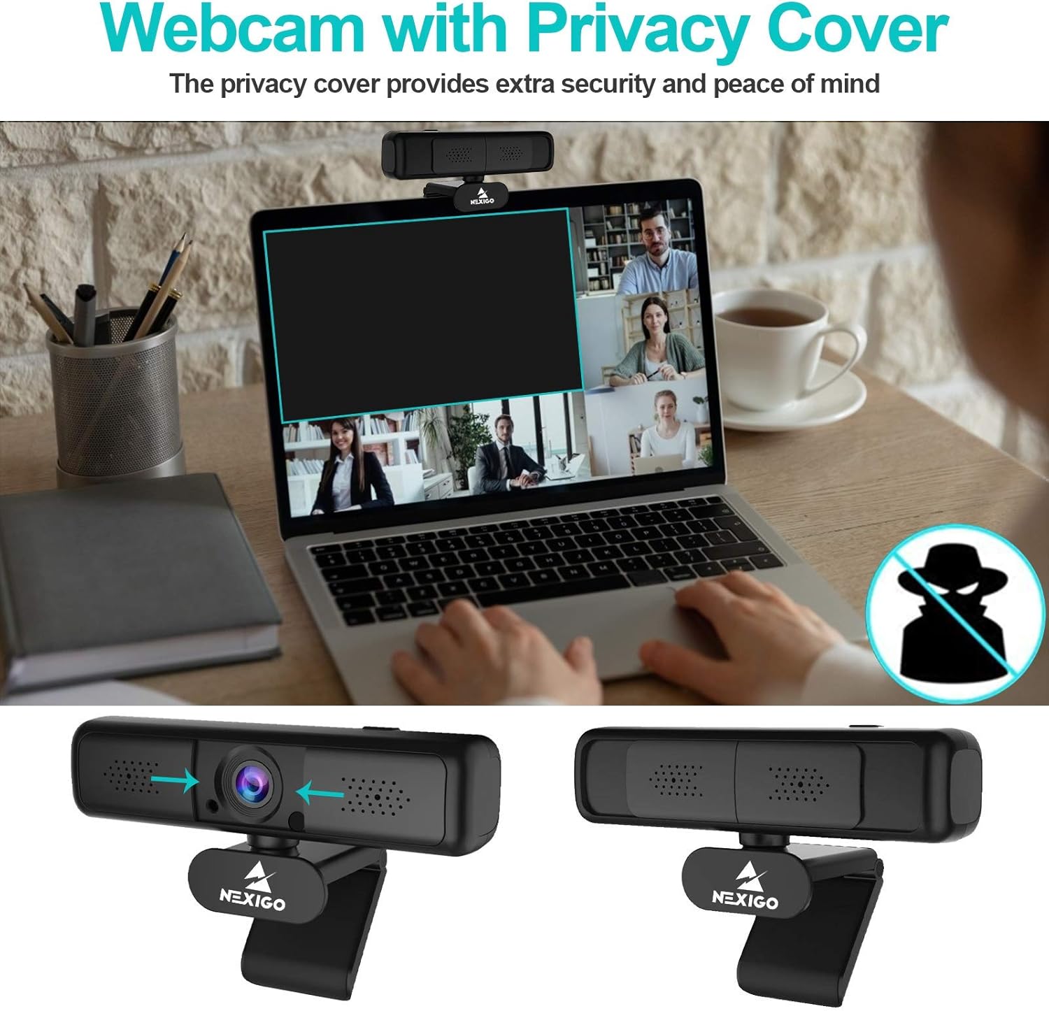 2K 4MP Zoomable Webcam with Privacy Cover & Dual Microphone O965298