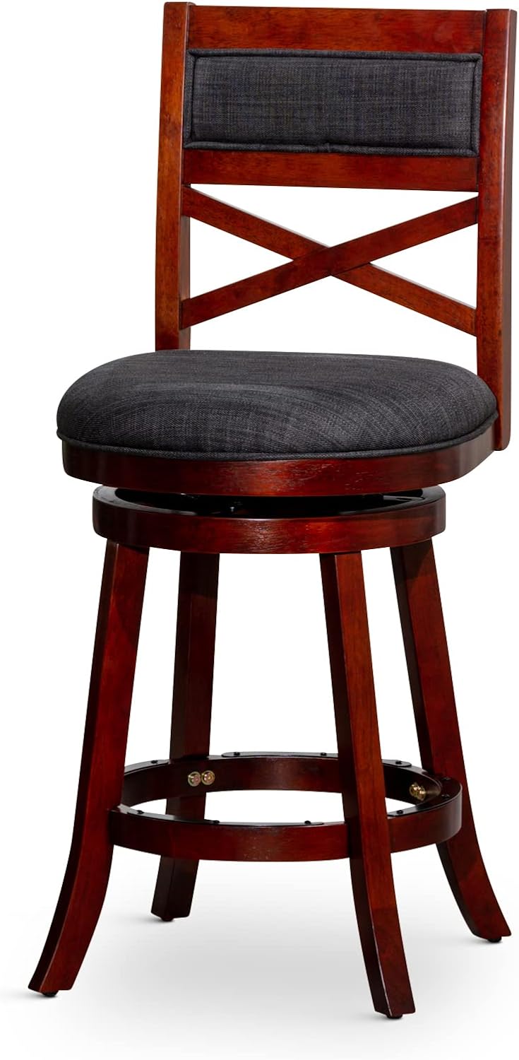 Black Leather Seat Swivel Stool, 24” Counter Height B5961