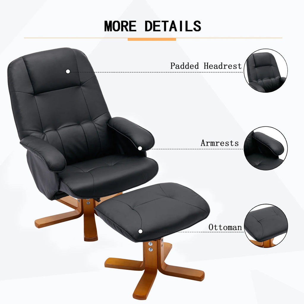 Beige Faux Leather Swivel Recliner Chair with Ottoman O16409