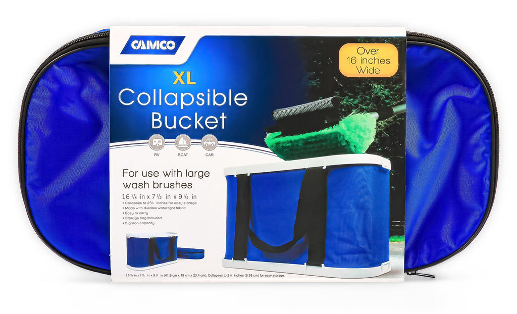 Rectangular Collapsible Wash Bucket with Zippered Storage Case, Holds 5 Gallons X33346