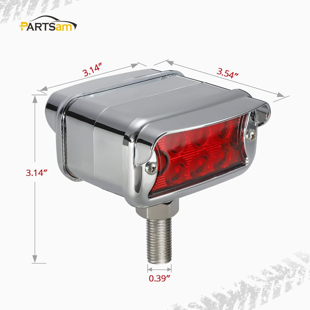 2Pcs Amber/Red 6 LED Double Face Rectangular Chrome Utility Lights S6028