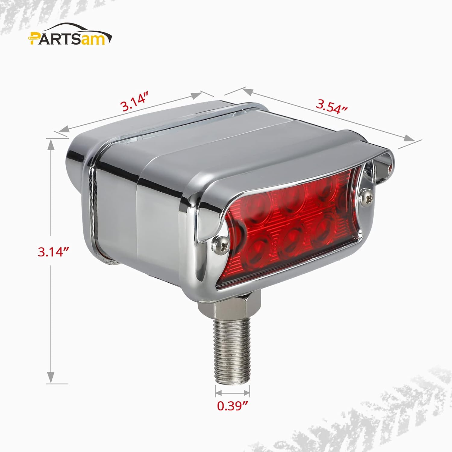 2Pcs Amber/Red 6 LED Double Face Rectangular Chrome Utility Lights S6028