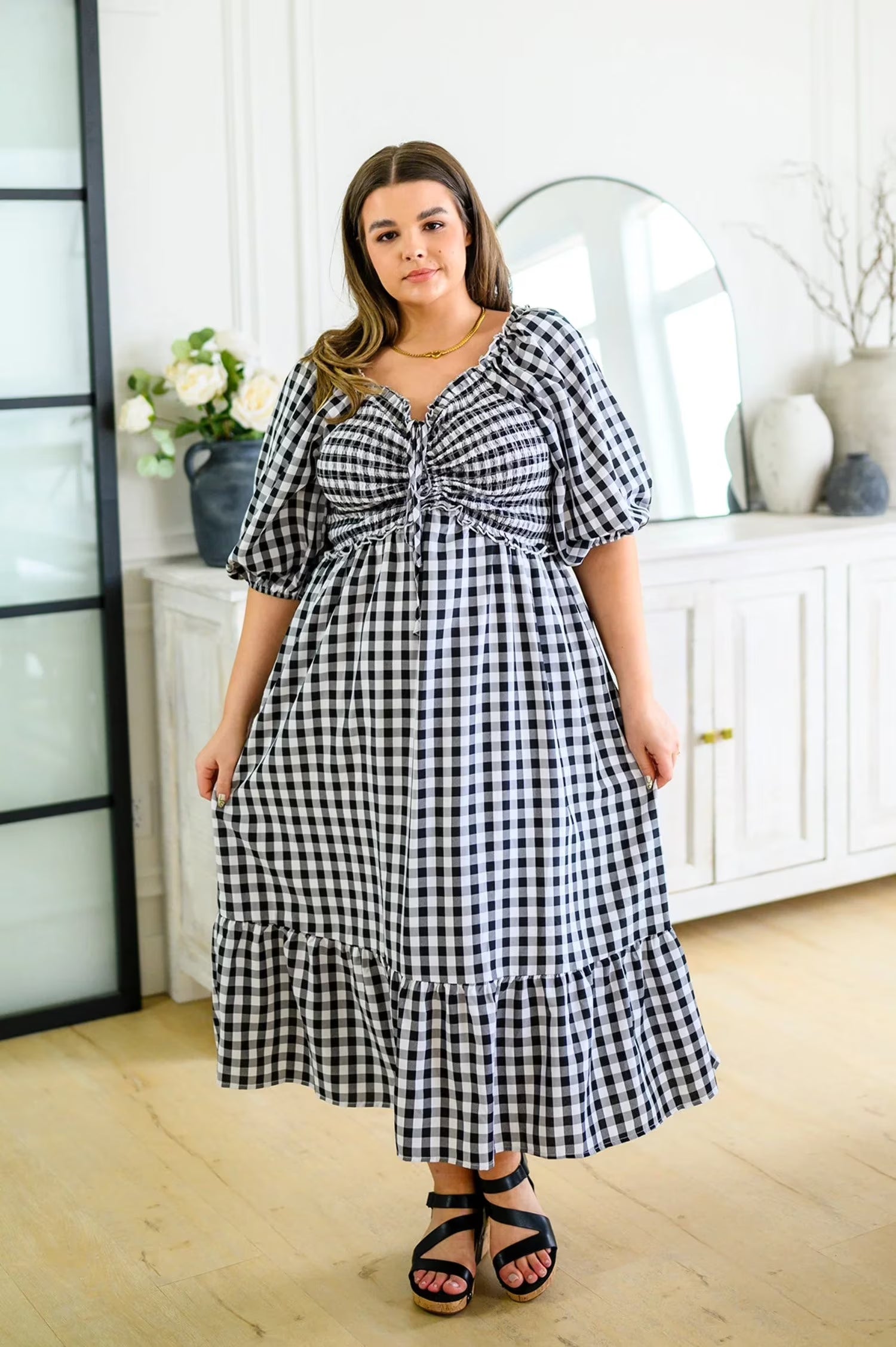 Gingham Midi Dress K796467