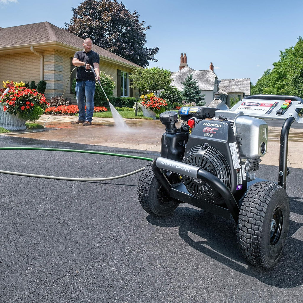 Gas Pressure Washer, 3200 PSI at 2.5 GPM, Black, 15" Steel Surface Scrubber P761