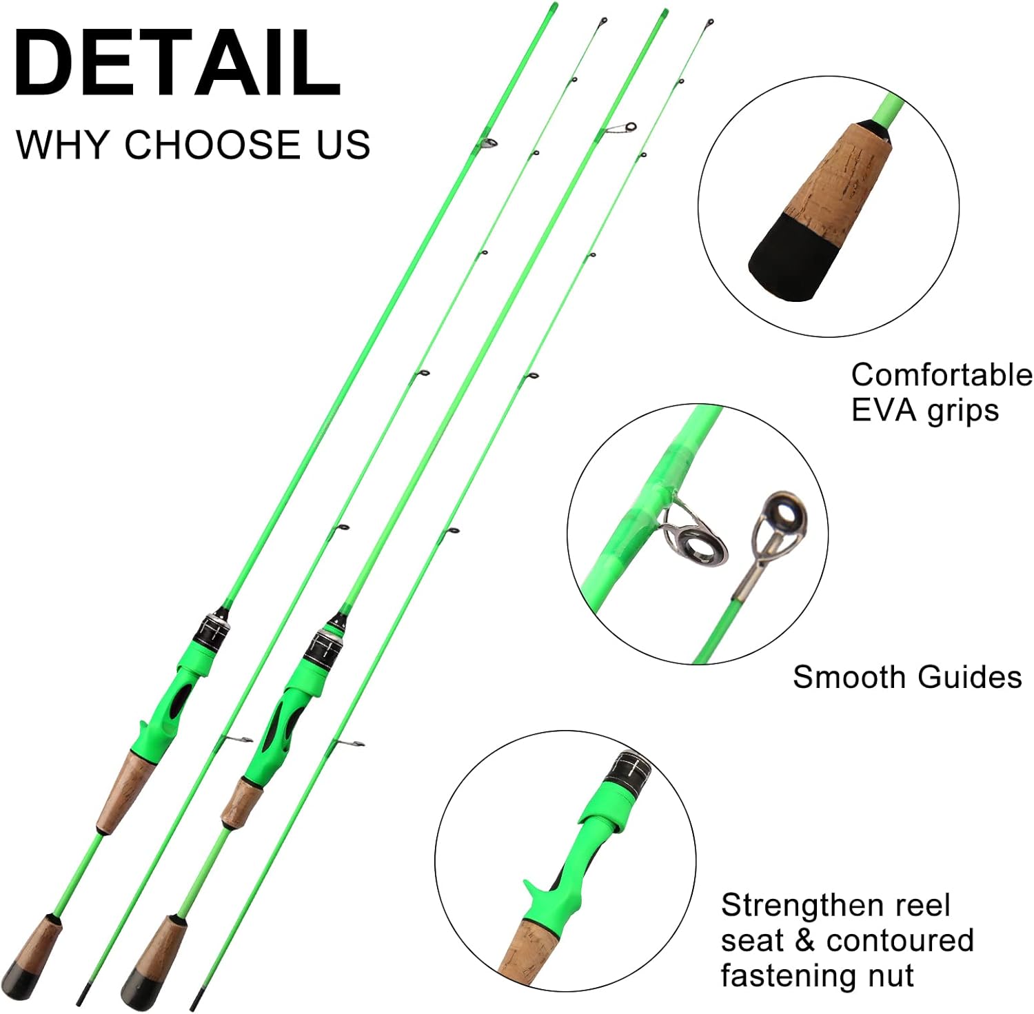 Green Carbon Fiber UL Spinning Fishing Rod H9478