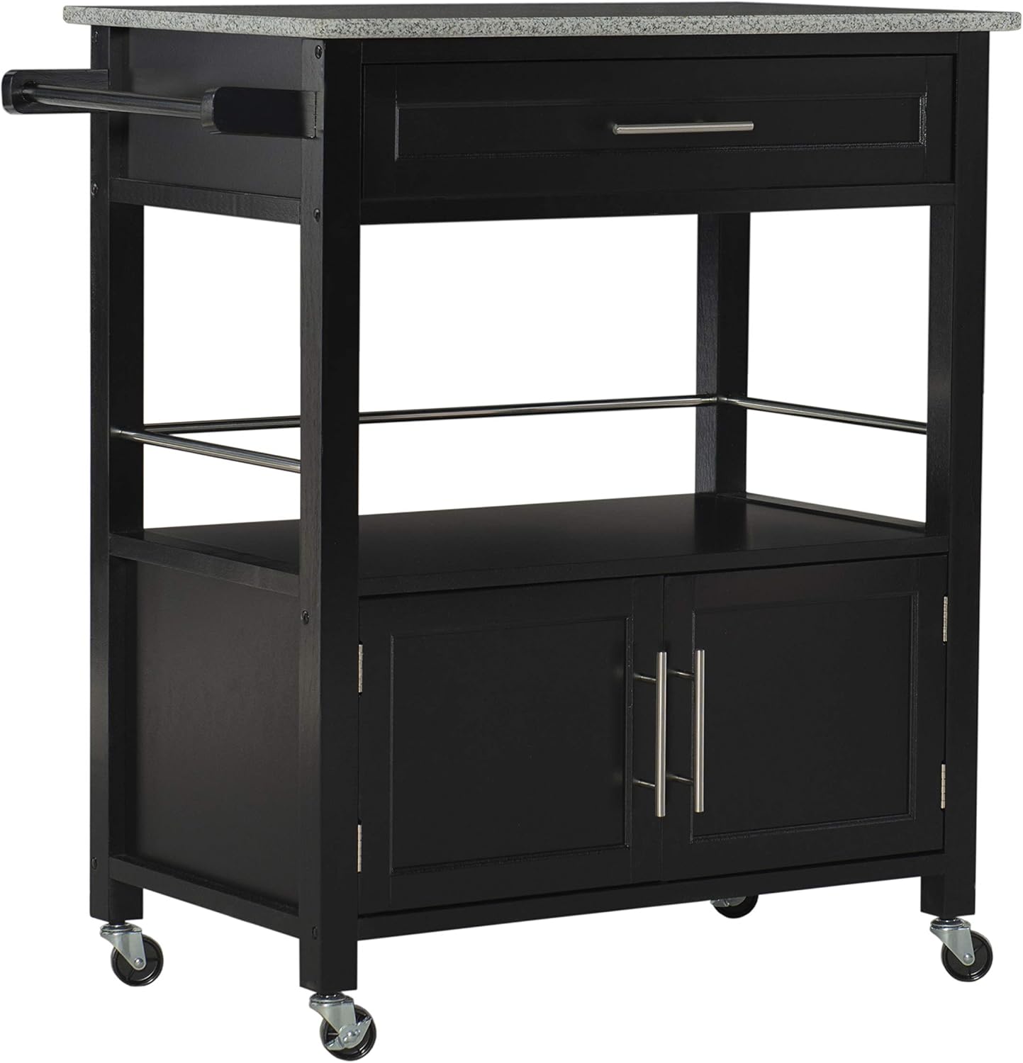 Granite Top Kitchen Cart, Black E7073