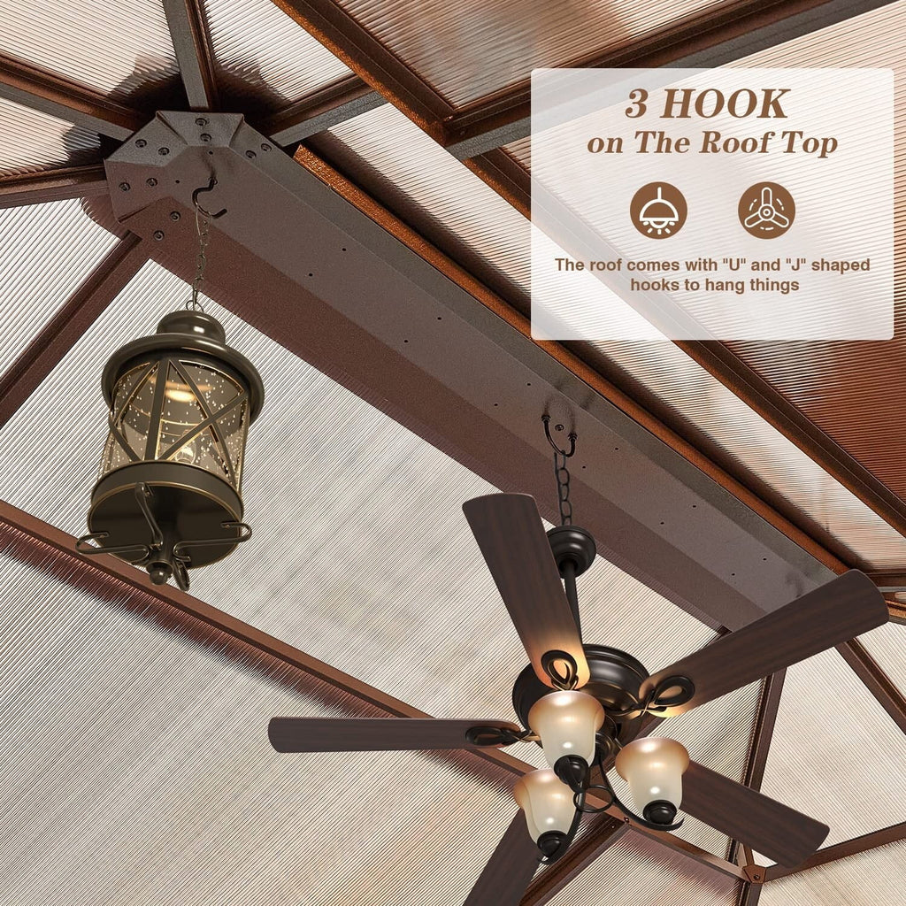 10'x12' Hardtop Gazebo Pergola with Netting and Curtains J508833