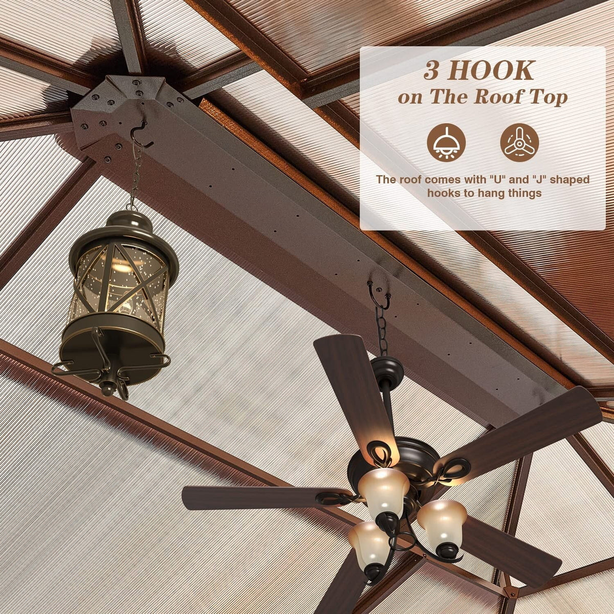10'x12' Hardtop Gazebo Pergola with Netting and Curtains J508833