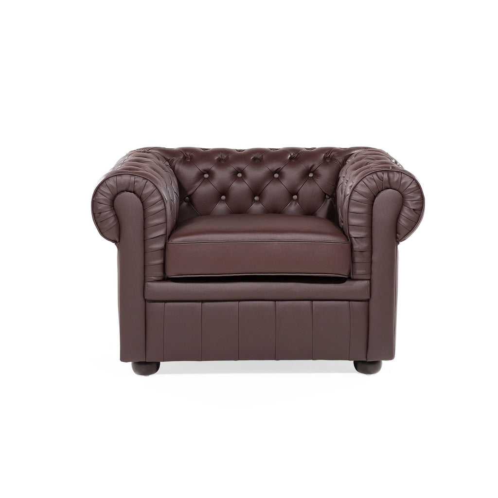 Tufted Leather Armchair Brown A3531