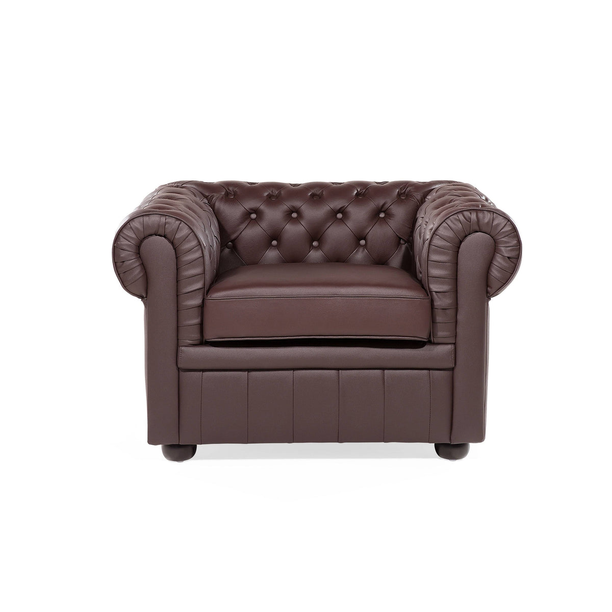 Tufted Leather Armchair Brown A3531