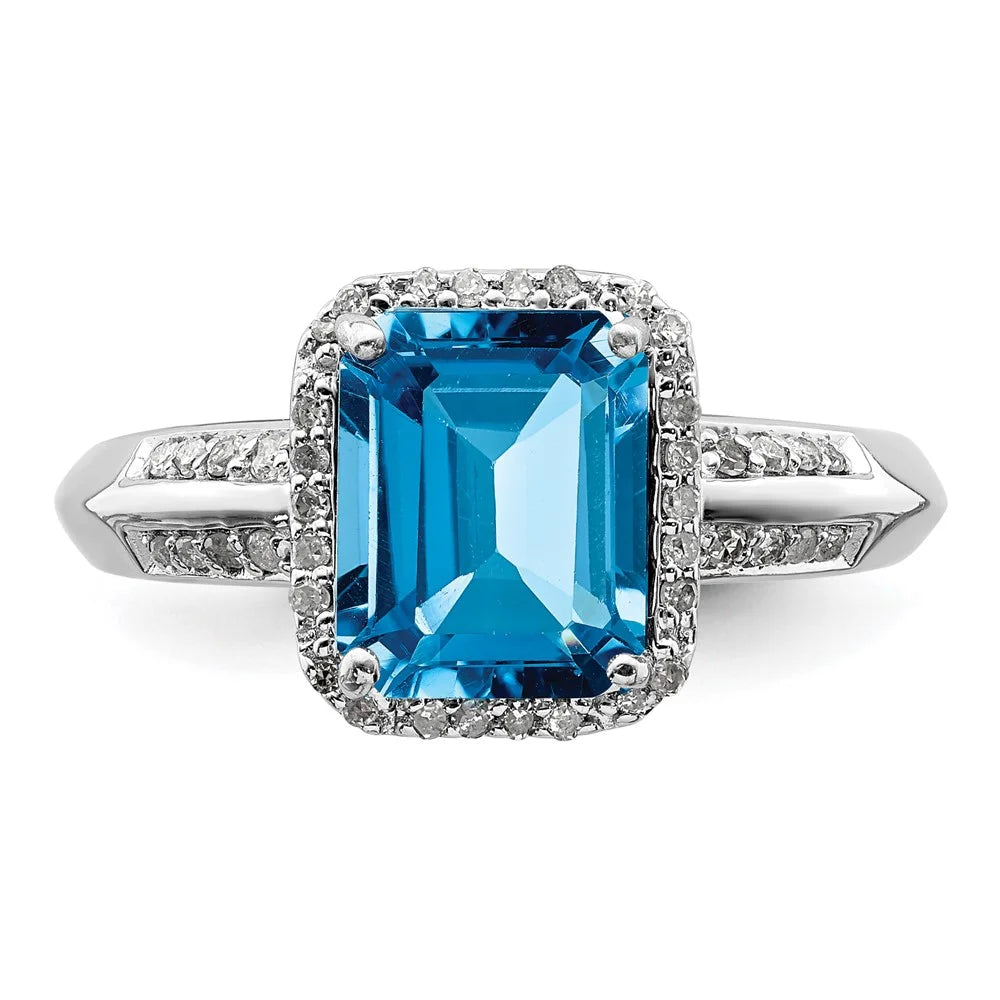 Blue Topaz & Diamond Ring Q39630