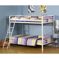 White Metal Twin Over Twin Bunk Bed with Ladder Y726526