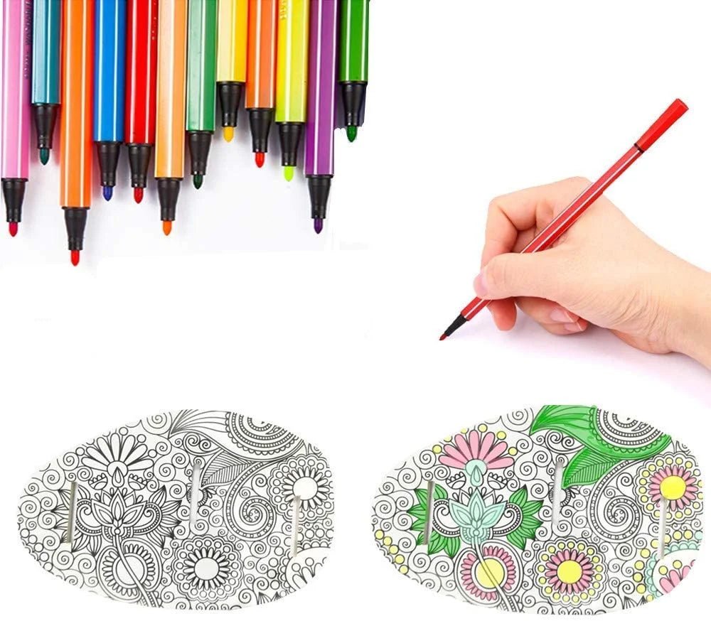 3D Coloring Puzzle Set with 24 Pen Arts and Crafts Kit E543731