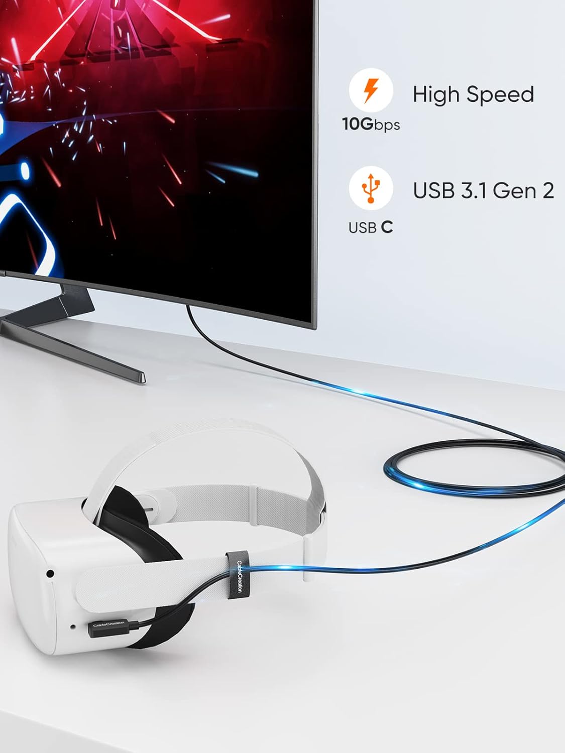 Fiber Optic USB C to USB C Cable 16 FT, 10Gbps, Pack of 2 I1321