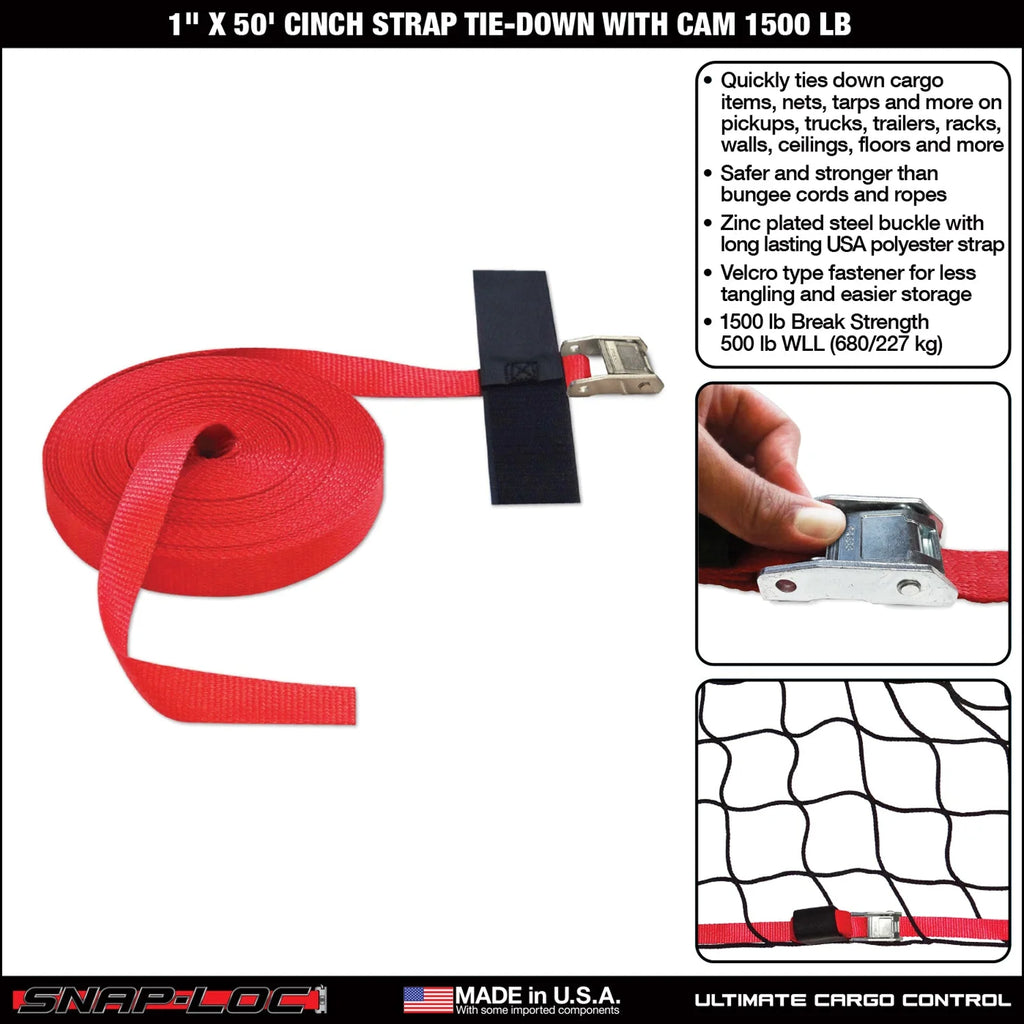Cinch Strap 1"x50' Cam with Hook & Loop Storage Fastener X98824