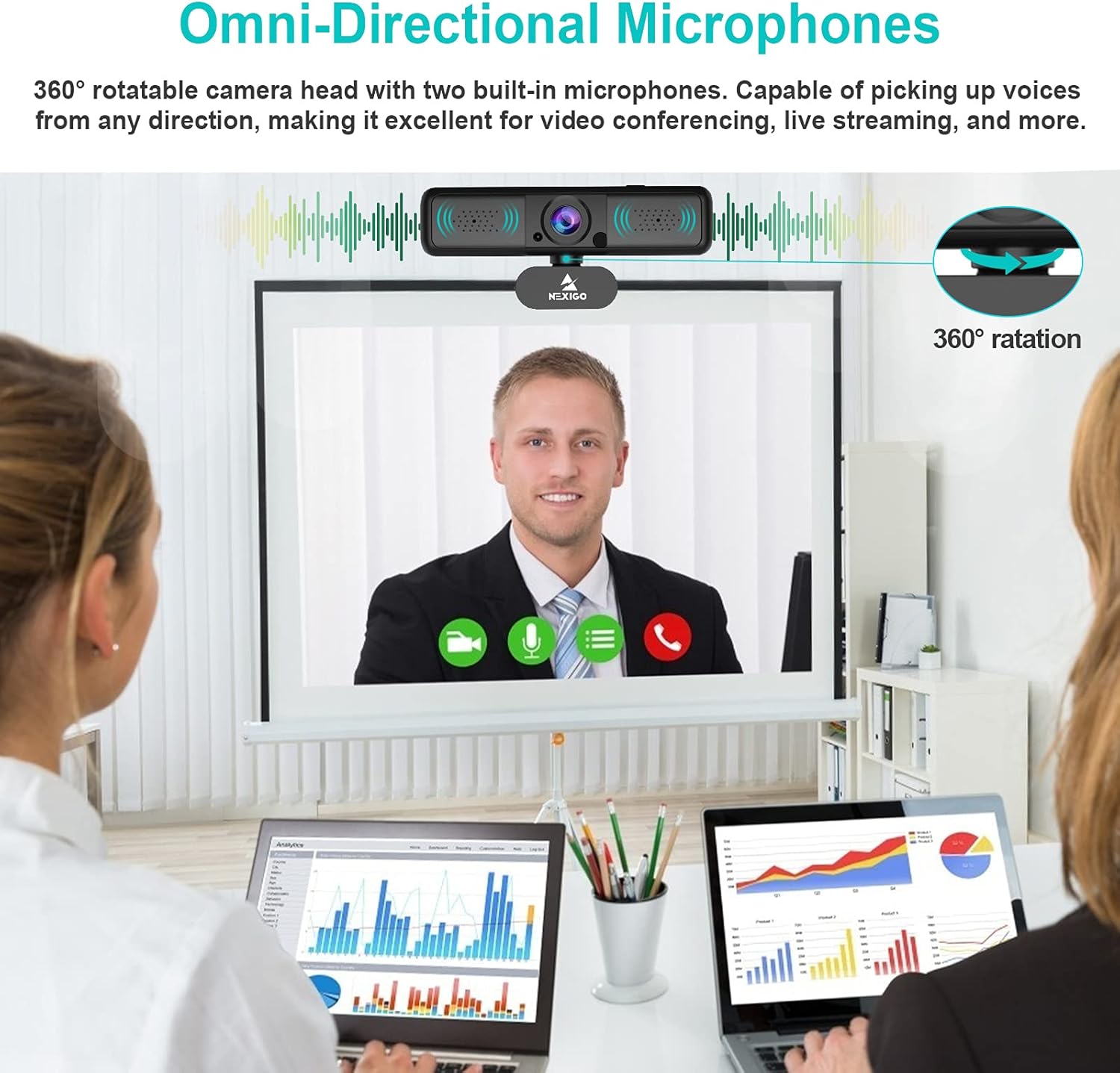 2K 4MP Zoomable Webcam with Privacy Cover & Dual Microphone O965298