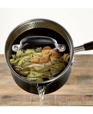 2 qt. Covered Straining Saucepan with Pour Spouts C411