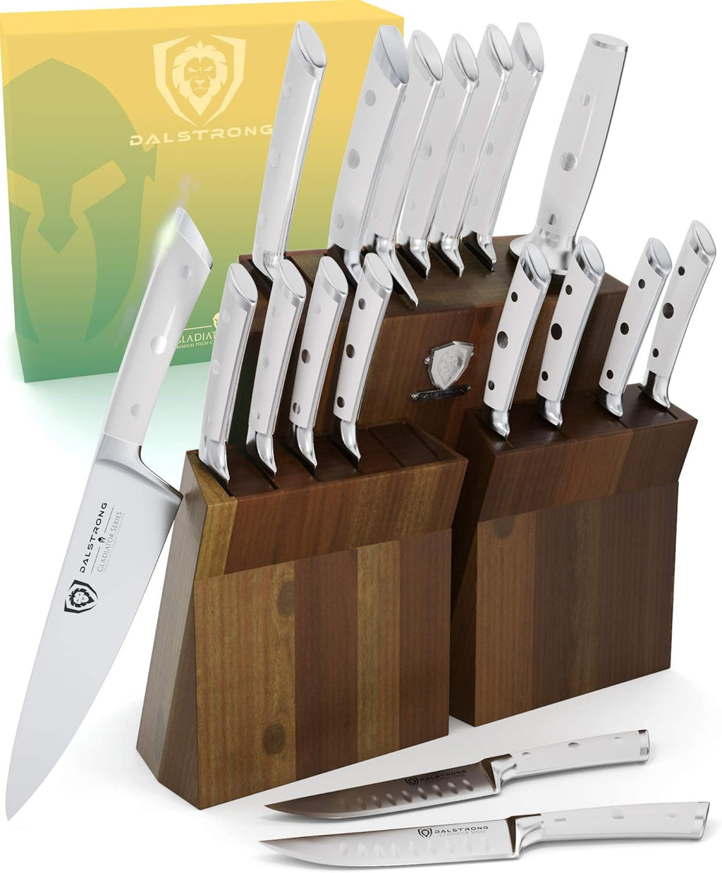 8 Piece German HC Steel Knife Block Set with Acacia Wood Stand S378