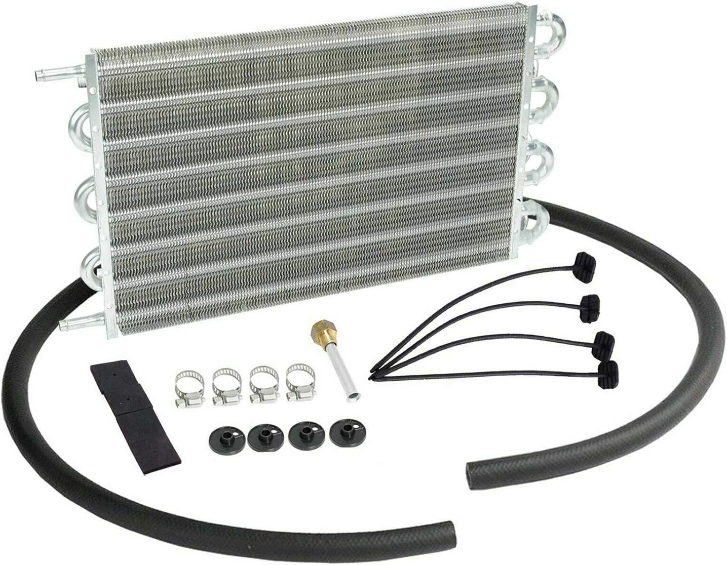 15-1/2" Oil Cooler 7" Black 10 Blades Cooling Fan Kit Radiator Transmission Aluminum Pack of 2 S24754