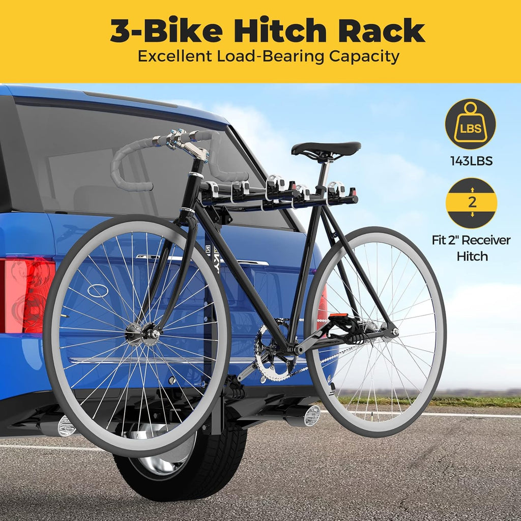 Black Steel 3 Bicycle Hitch Rack L567476