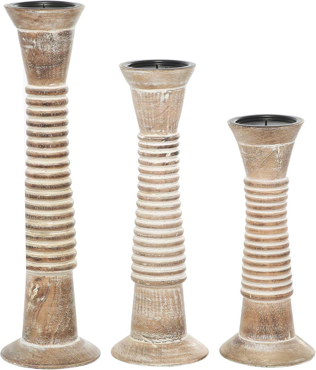 Brown Candle Holder S/3 S305