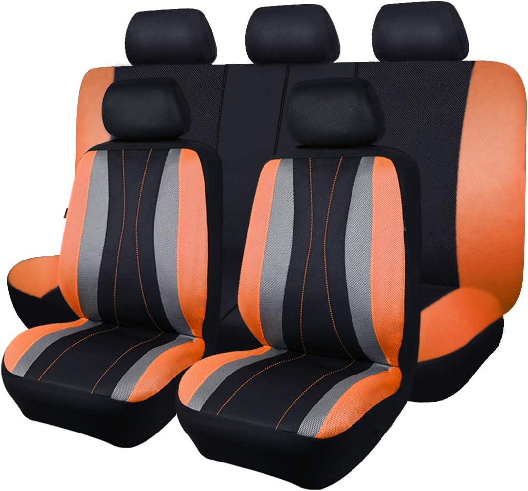 Faux Leather Mesh Car Seat Covers Full Set K114