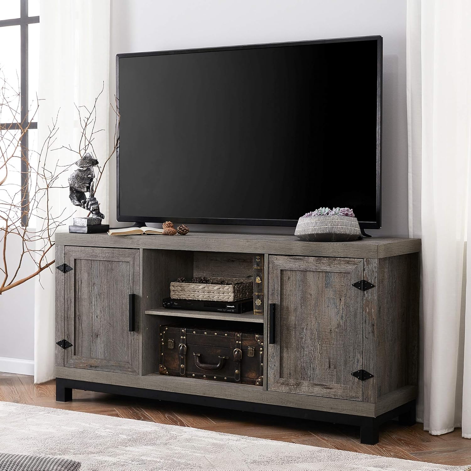60 Inch Wood TV Stand with 6 Storages X811147