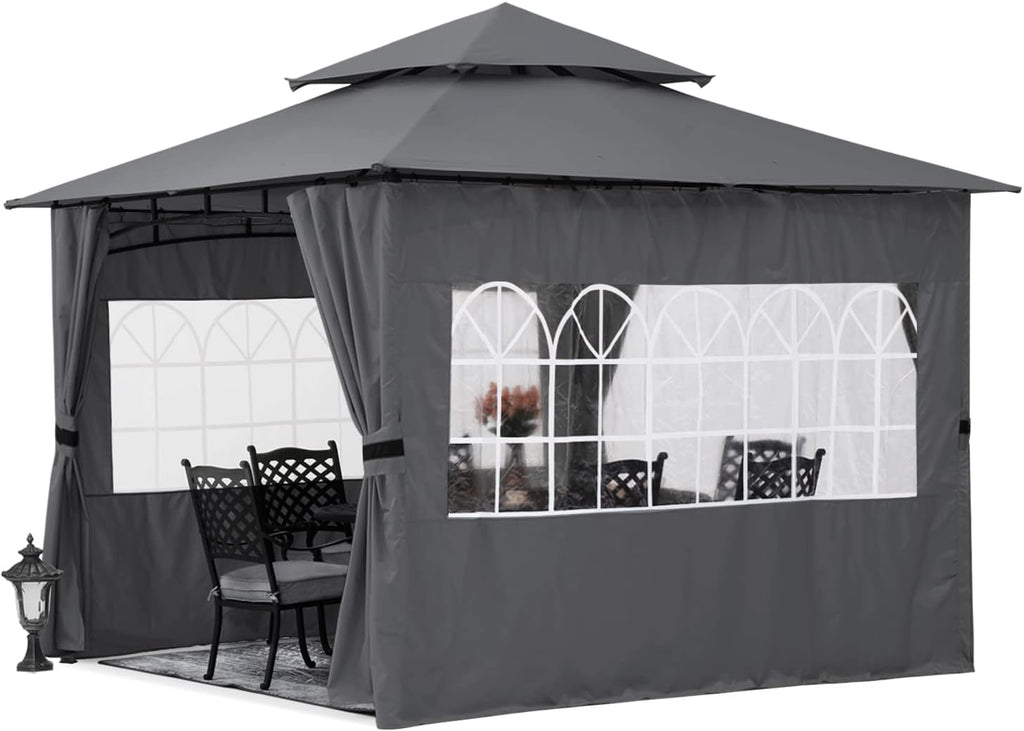 10’x12’ Dark Gray Winter Gazebo with Sidewalls L99124