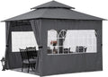 10’x12’ Dark Gray Winter Gazebo with Sidewalls L99124