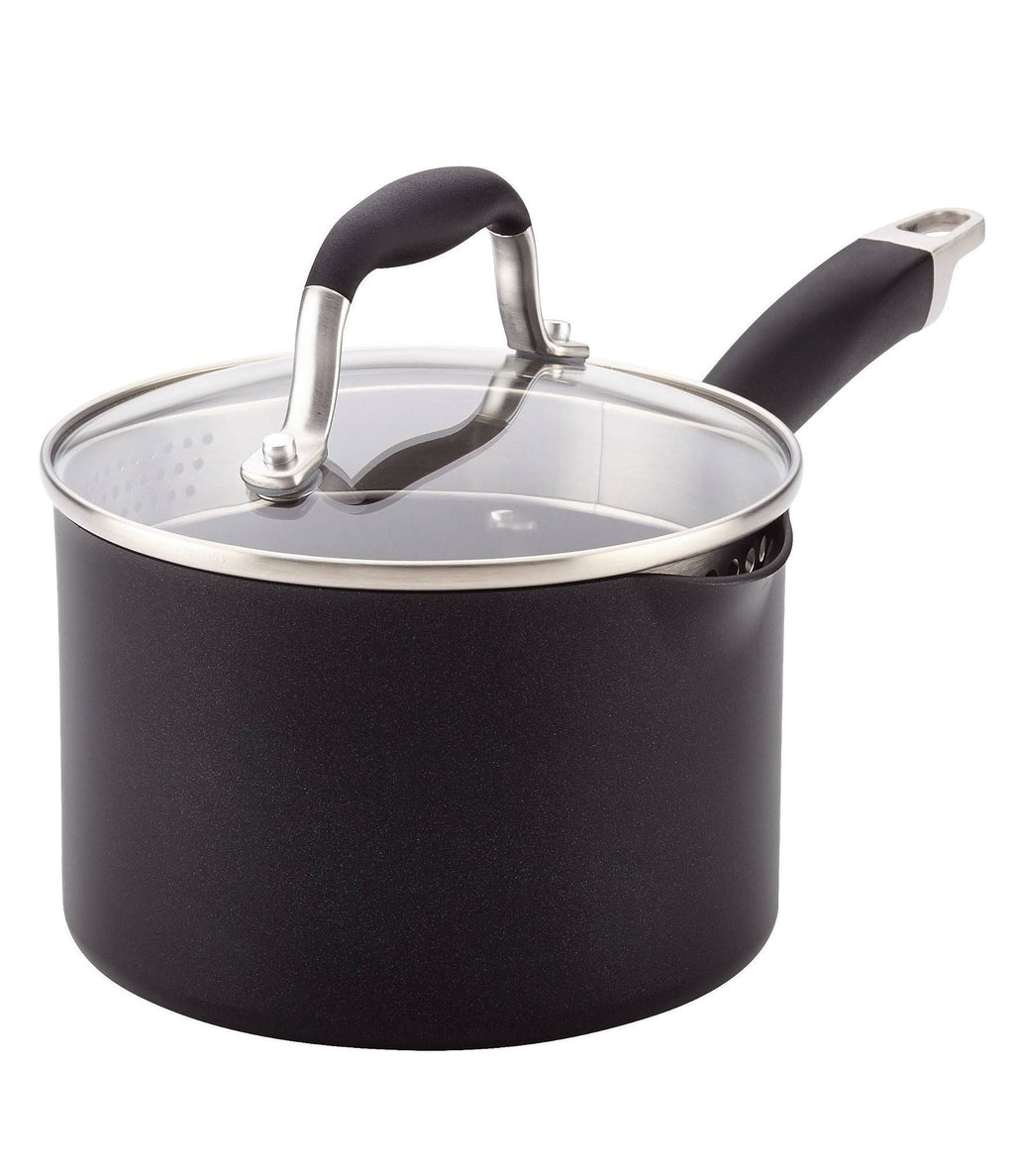 2 qt. Covered Straining Saucepan with Pour Spouts C411