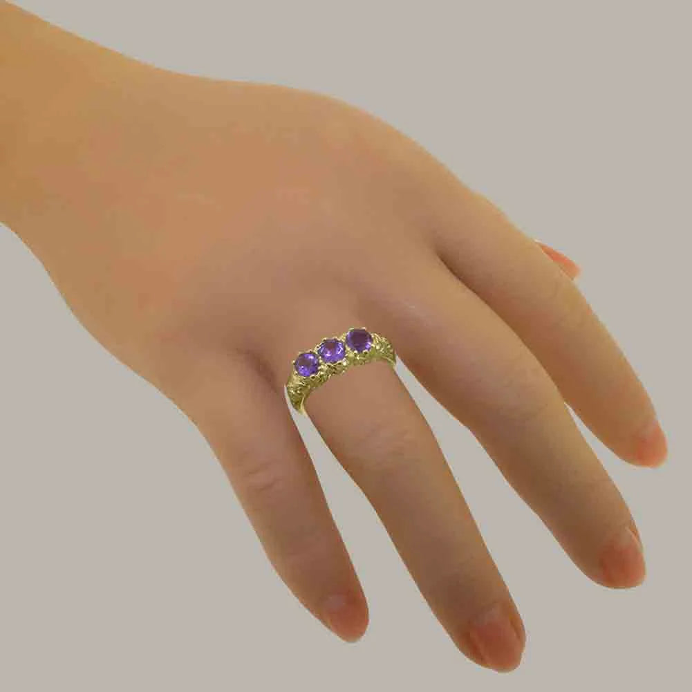 10k Yellow Gold Amethyst Womens Ring H258