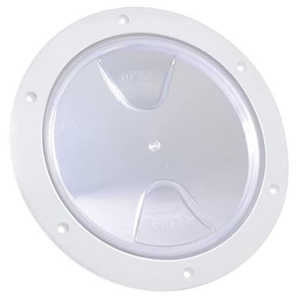 Round Inspection Deck Plate With Detachable Clear Lid, UV-Resistant White Plastic D5429