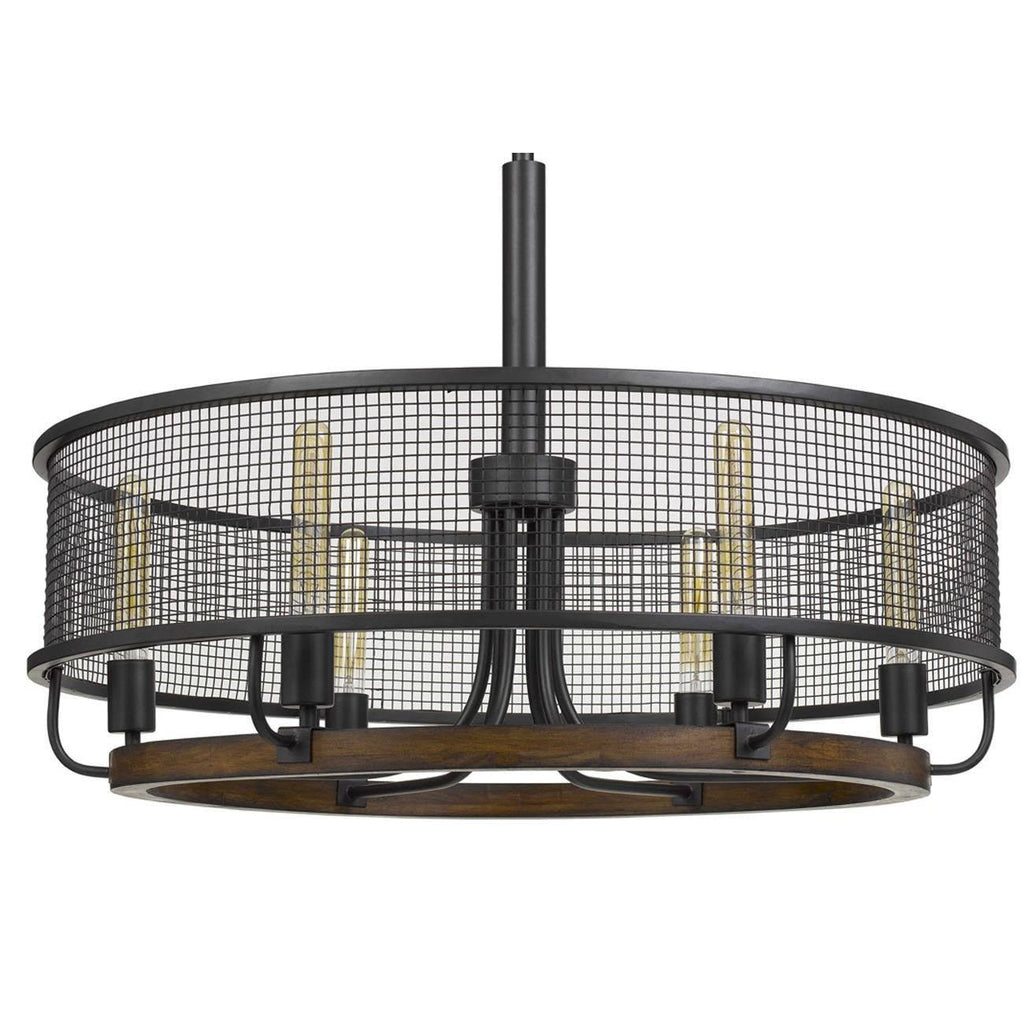 6-Light Metal/Wood Mesh Chandelier Bronze D706