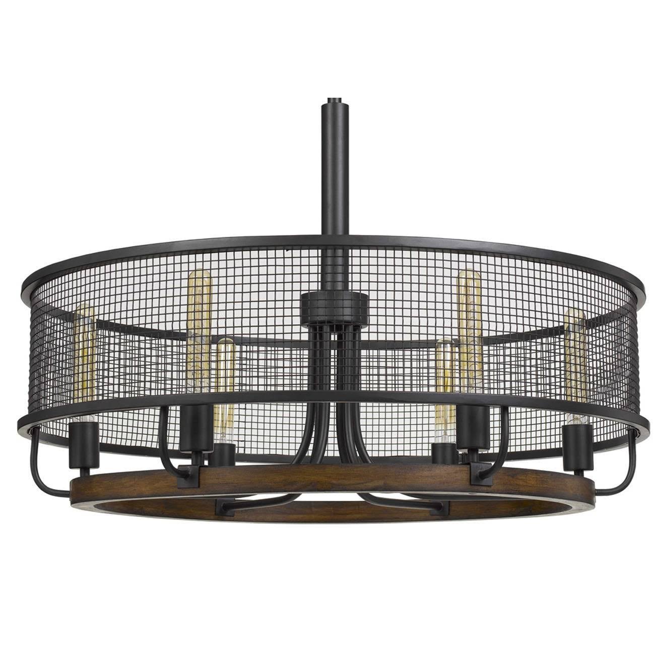 6-Light Metal/Wood Mesh Chandelier Bronze D706