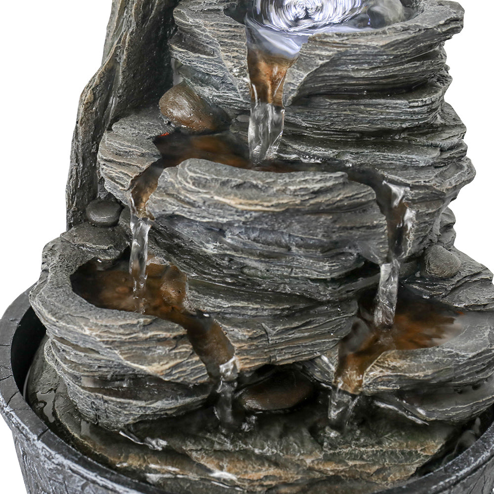 9.8'' Tabletop Water Fountain with LED Light, 4-Tiered Indoor Electric Resin Fountain H32012