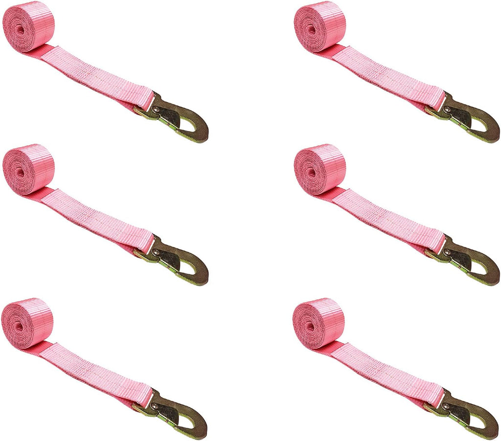2” x 10 FT Heavy Duty Flat Hook Tie Down Strap (Pink, 10 - Pack) C79190