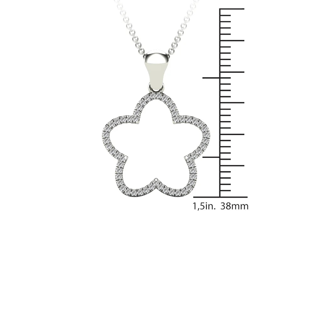 10K White Gold Diamond Clover Pendant Necklace Y135350