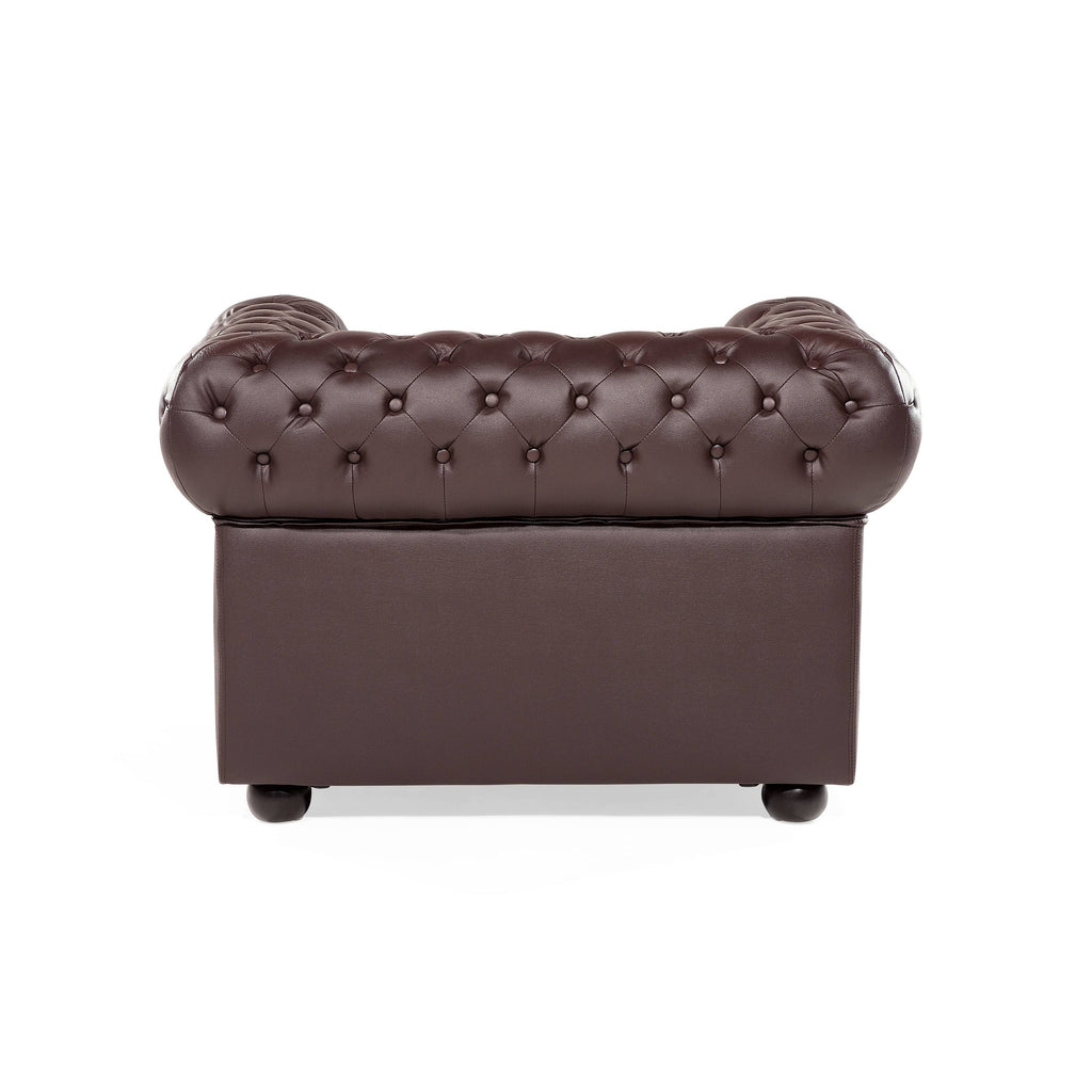 Tufted Leather Armchair Brown A3531
