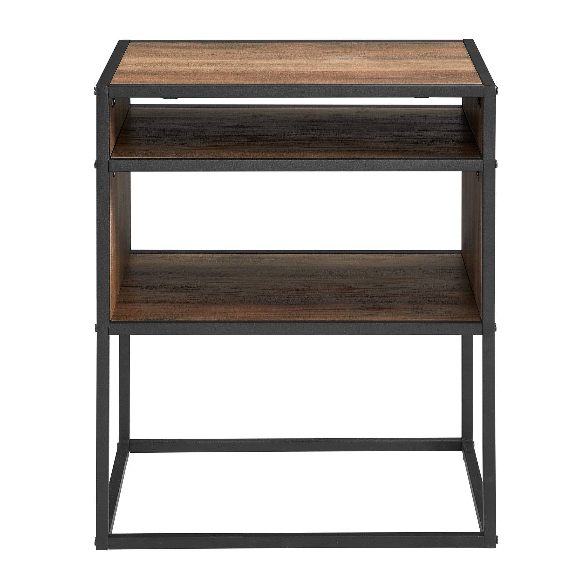 Dark Walnut Open-Shelf Side Table D72396