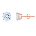 18K Rose Gold Solitaire Stud Earrings S976