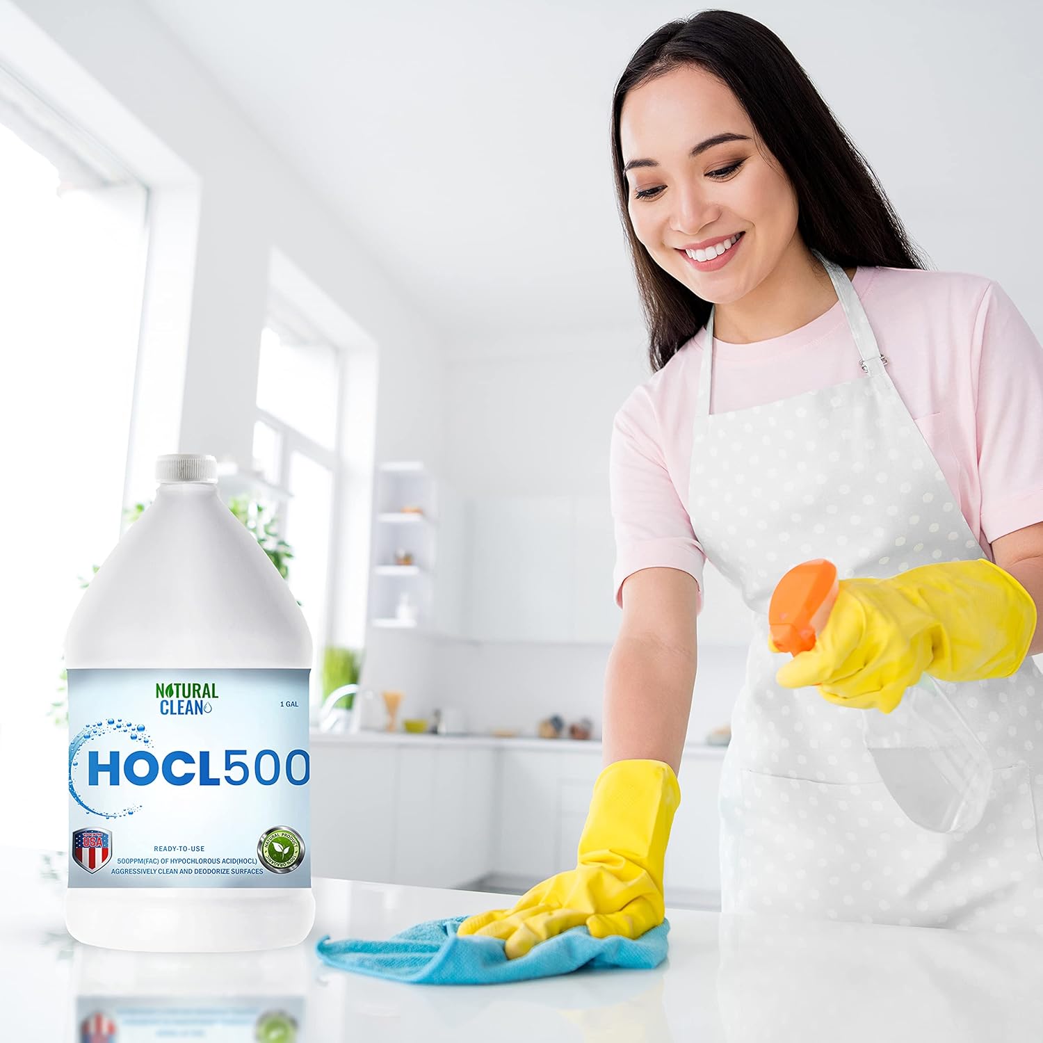 Hypochlorous Acid Hospital-Grade Cleaner, 500 PPM, 1-Gallon, Pack of 2 V7438
